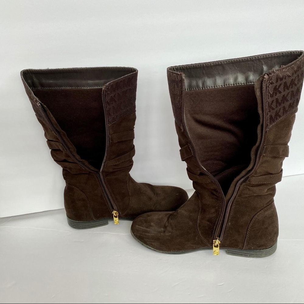 Michael Kors Girls Sz 3 Brown Suede Zip Tall Boots